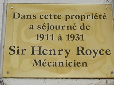 Le rayol Canadel : Ses Monuments LA PLAQUE COMMEMORATIVE SIR HENRY ROYCE